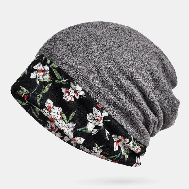 Gorro De Bufanda Con Costura De Encaje Estampado Gorro De Turbante De Doble Uso