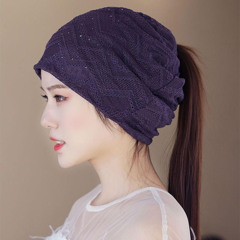 Gorro De Gorro Casual Fino Y Transpirable Con Encaje Ahuecado Para Mujer