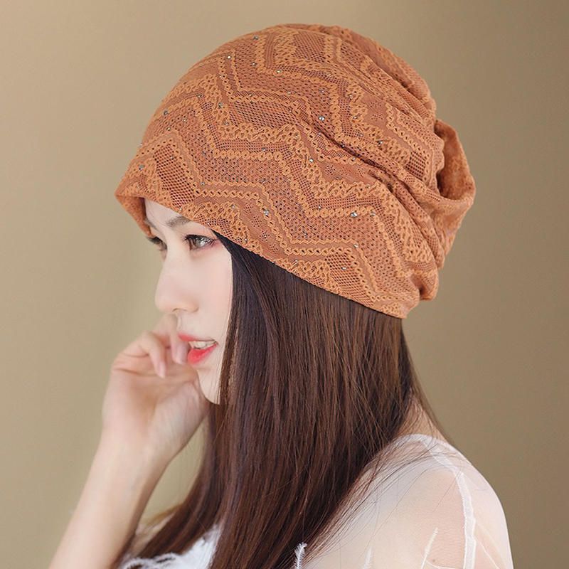 Gorro De Gorro Casual Fino Y Transpirable Con Encaje Ahuecado Para Mujer