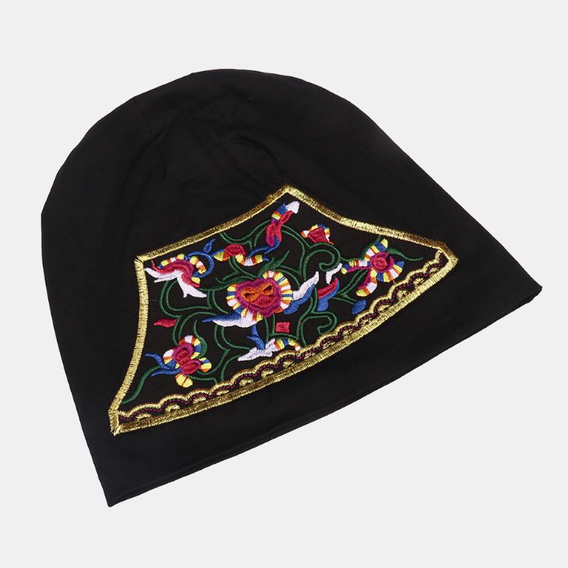 Gorro De Gorro Con Bordado Étnico Floral De Algodón Para Mujer Gorro De Turbante Transpirable Elástico