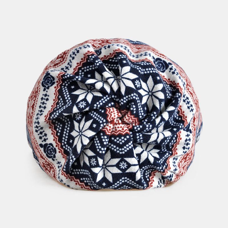 Gorro Con Estampado De Copo De Nieve De Algodón De Invierno Para Mujer