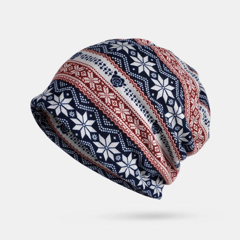 Gorro Con Estampado De Copo De Nieve De Algodón De Invierno Para Mujer