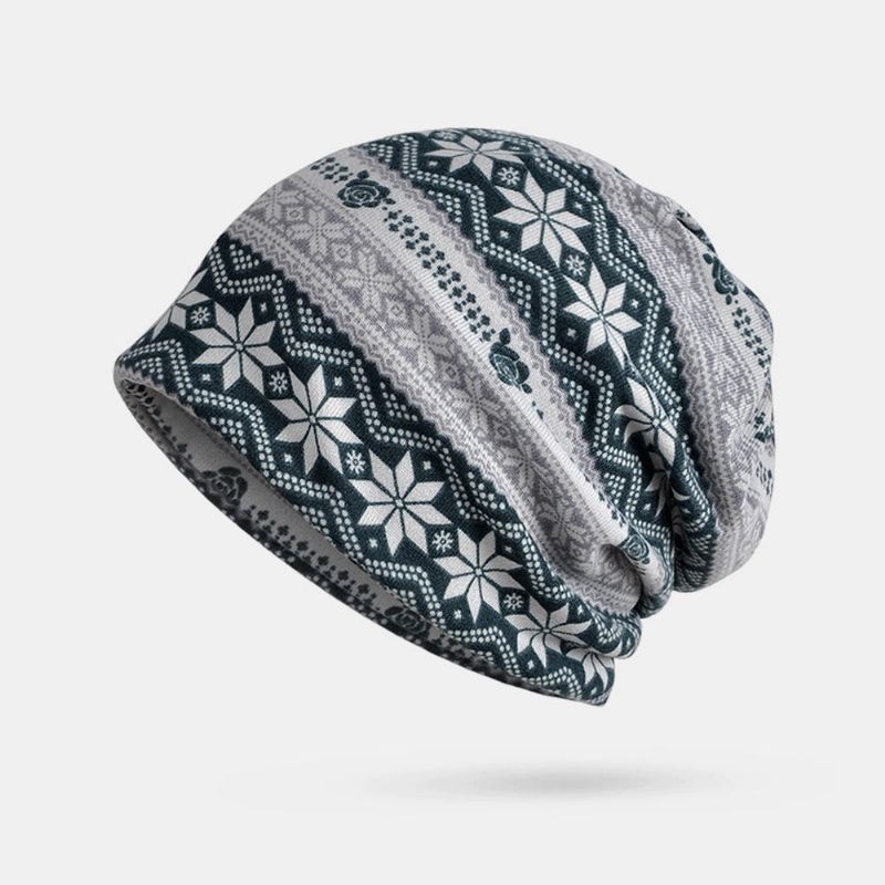 Gorro Con Estampado De Copo De Nieve De Algodón De Invierno Para Mujer