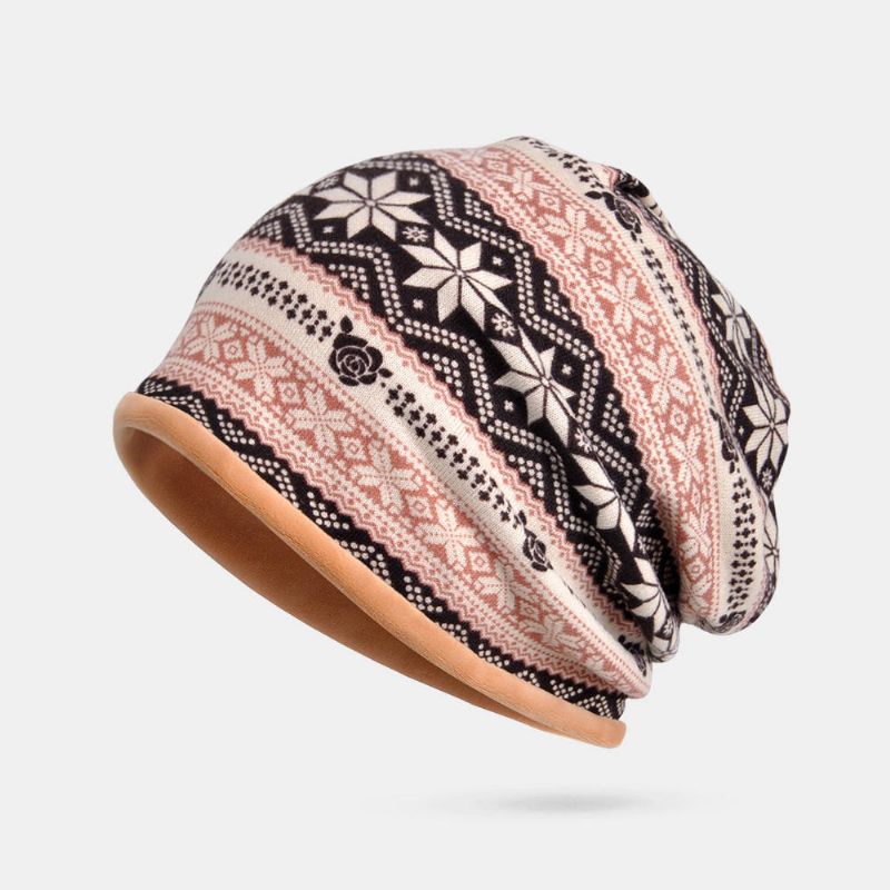 Gorro Con Estampado De Flores Multiusos De Algodón De Invierno Para Mujer