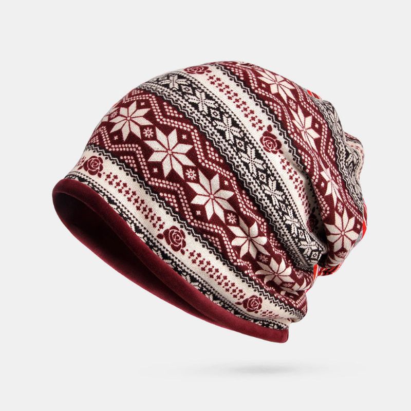 Gorro Con Estampado De Flores Multiusos De Algodón De Invierno Para Mujer