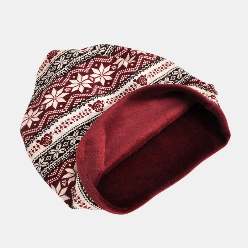 Gorro Con Estampado De Flores Multiusos De Algodón De Invierno Para Mujer