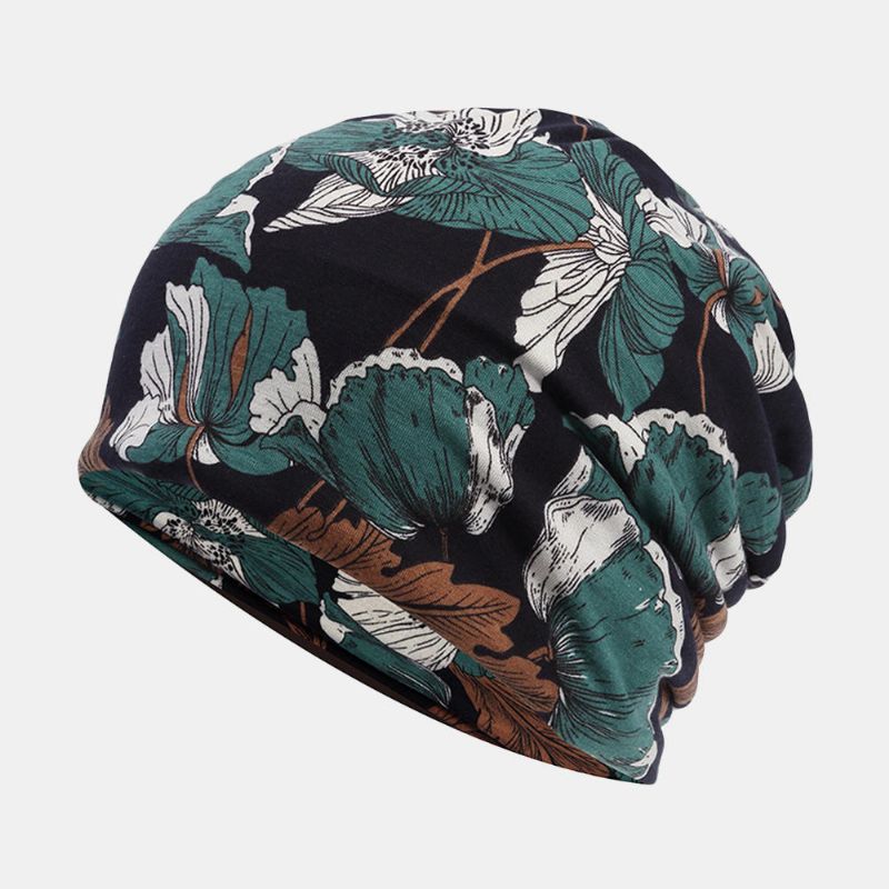 Gorro Con Estampado De Flores Multiusos De Algodón Para Mujer Ca