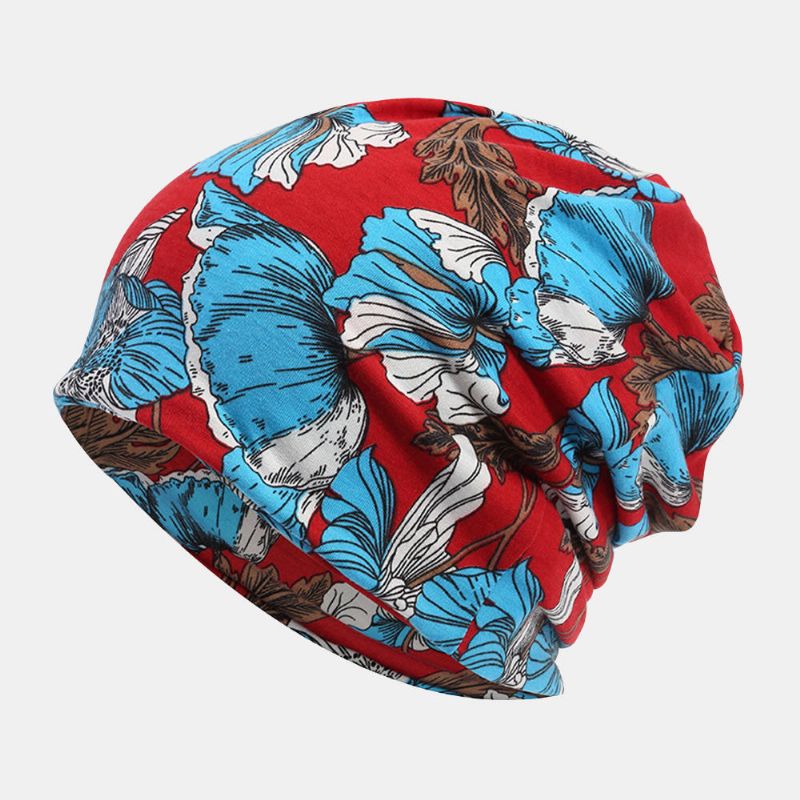 Gorro Con Estampado De Flores Multiusos De Algodón Para Mujer Ca