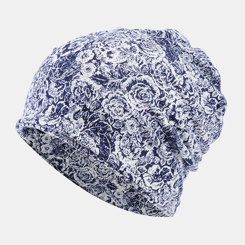 Gorro De Gorro Con Estampado De Rosas Multiusos De Algodón Para Mujer