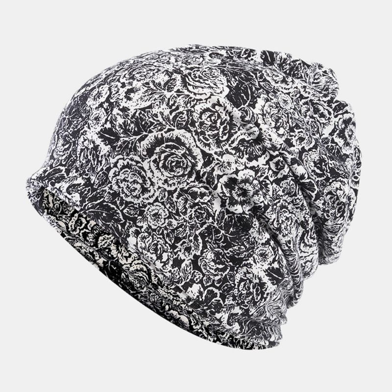 Gorro De Gorro Con Estampado De Rosas Multiusos De Algodón Para Mujer