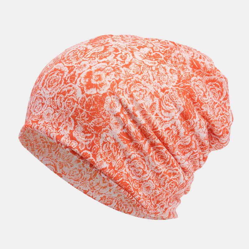 Gorro De Gorro Con Estampado De Rosas Multiusos De Algodón Para Mujer