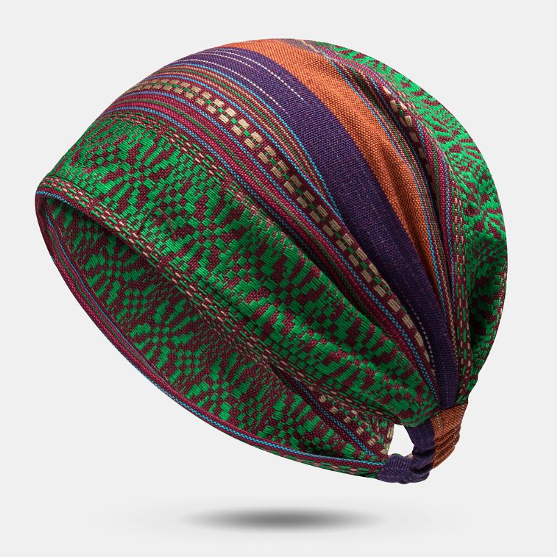 Gorro De Lana Multicolor A Rayas Bufanda Turbante Gorro Envolvente Para La Cabeza