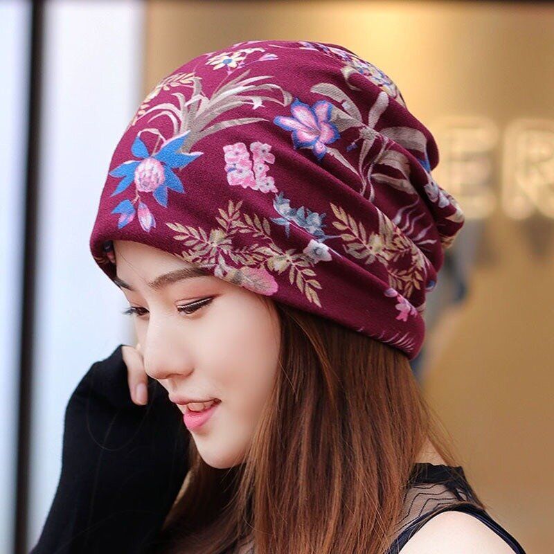 Gorro De Lana Multiusos De Estilo Étnico Para Mujer Bufanda De Doble Capa Gorro De Algodón Con Calavera