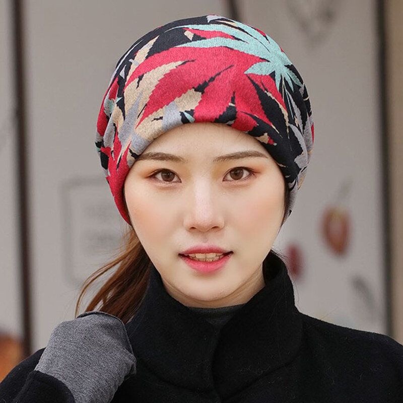 Gorro De Lana Multiusos De Estilo Étnico Para Mujer Bufanda De Doble Capa Gorro De Algodón Con Calavera