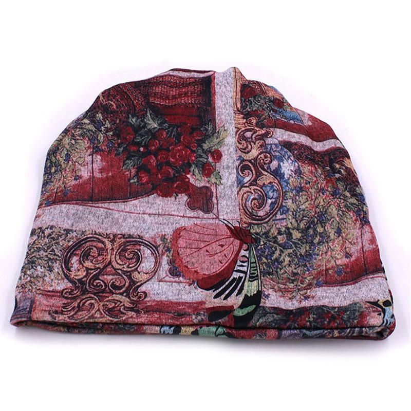 Gorro De Lana Multiusos De Estilo Étnico Para Mujer Bufanda De Doble Capa Gorro De Algodón Con Calavera