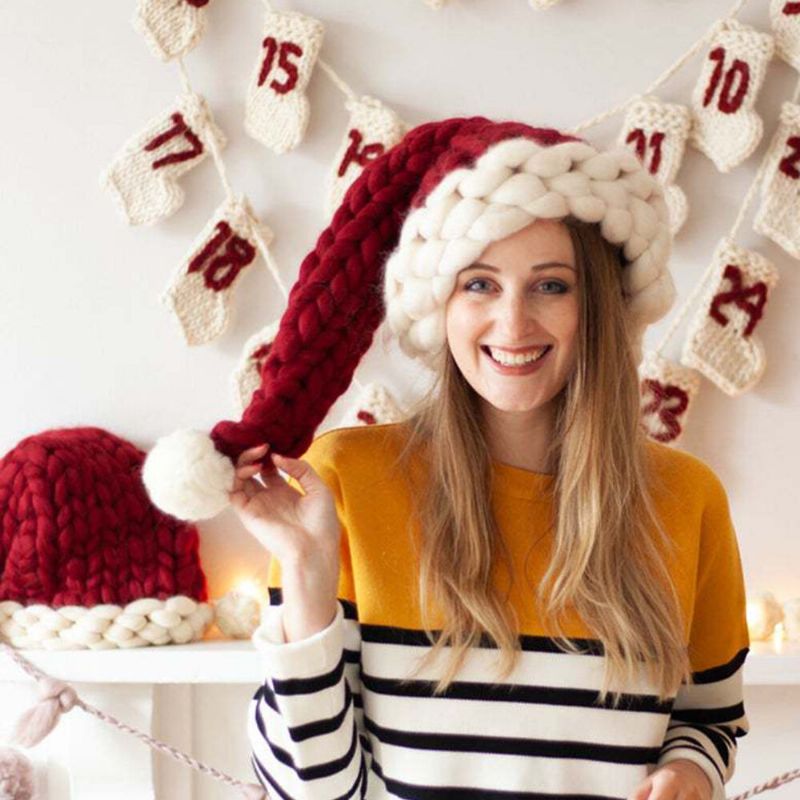 Gorro De Lana Tejido A Mano Para Mujer Cálido Y Creativo Gorro Tejido