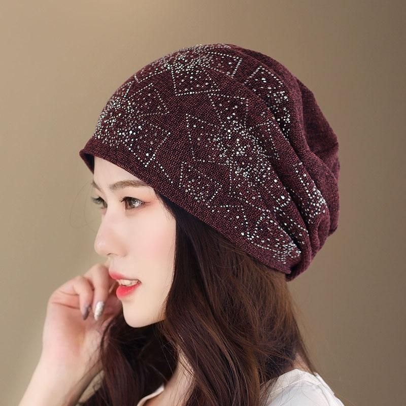 Gorro De Poliéster Transpirable Vintage Gorro De Turbante Flexible Con Orejeras Para Mujer