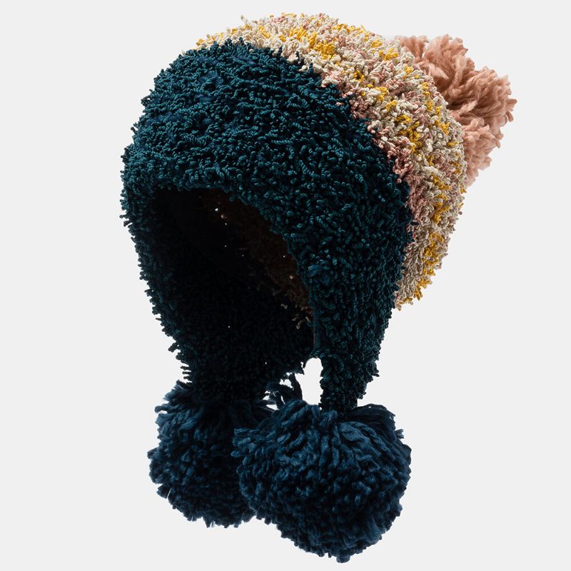 Gorro De Punto Cálido Con Estilo Para Mujer Sombrero De Pompones Accesorio