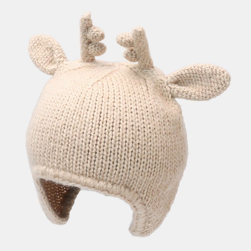 Gorro De Punto Cálido Con Personalidad De Moda Con Patrón De Cuernos Dulces Lindos Para Mujer