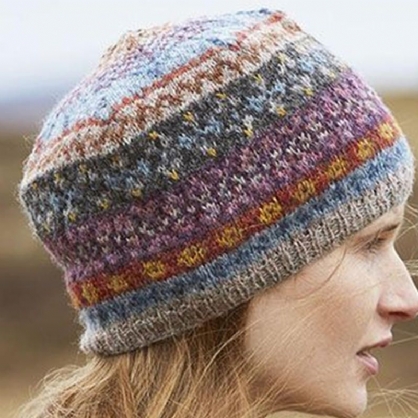 Gorro De Punto Con Bloques De Color Informal Para Mujer