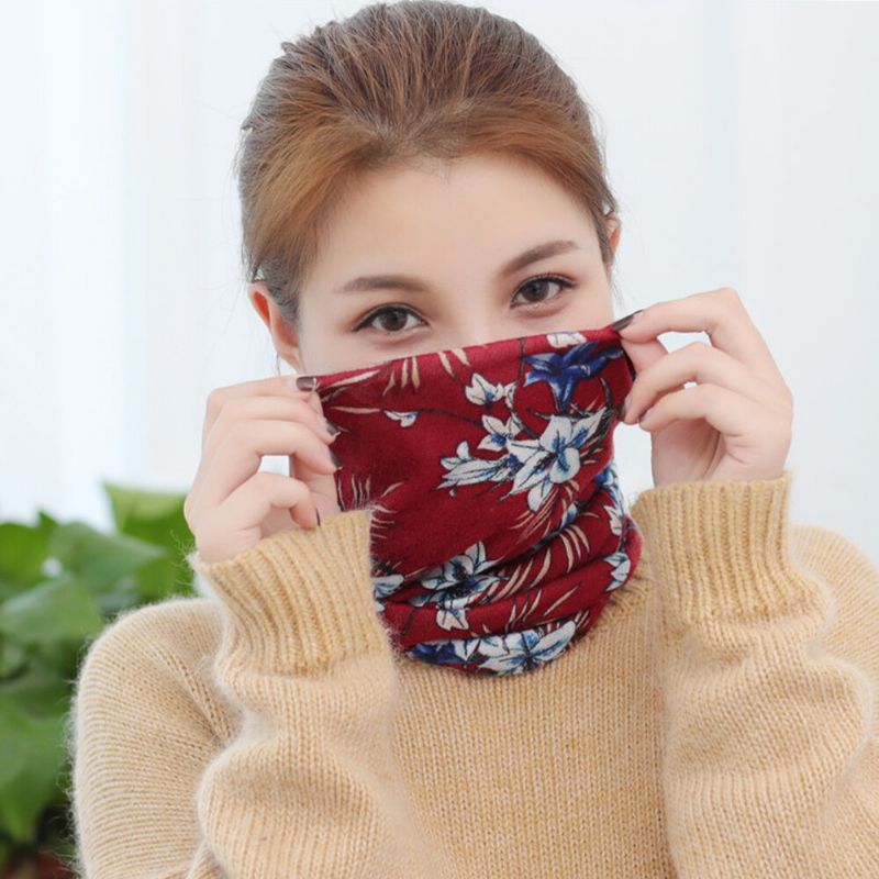 Gorro De Punto Con Estampado Floral De Color Cachemir Para Mujer Informal De Doble Uso Con Protección Para El Cuello Sin Ala