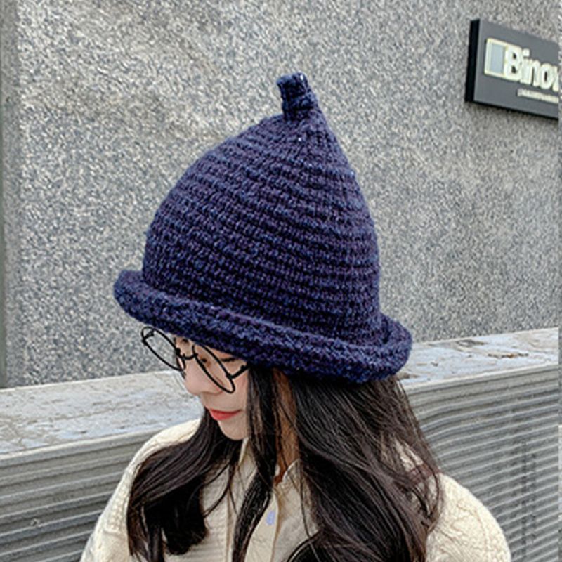 Gorro De Punto De Punto Superior Redondo Informal De Invierno Al Aire Libre Cálido De Lana Para Mujer