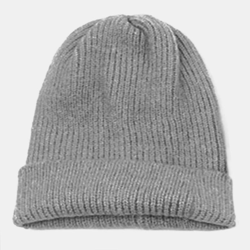 Gorro De Punto Unisex De Lana Más Terciopelo Y Grueso Informal Cálido Sin Ala