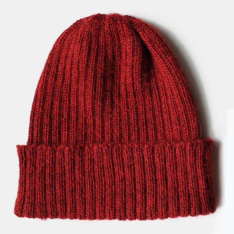 Gorro De Punto Unisex De Lana Más Terciopelo Y Grueso Informal Cálido Sin Ala