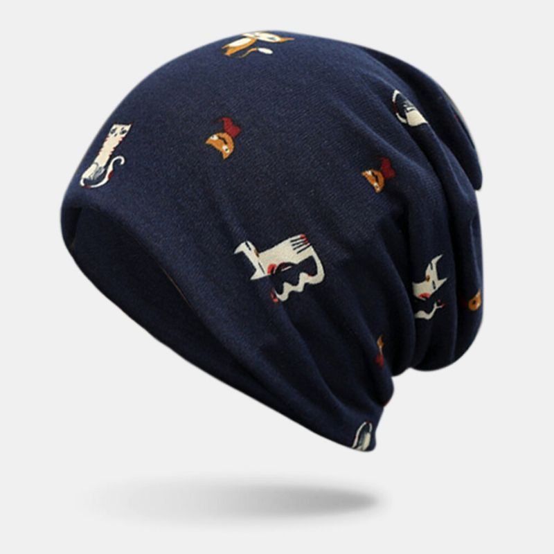 Gorro De Gorro Sin Ala Informal Deportivo Con Patrón De Gatos De Estilo De Dibujos Animados Unisex