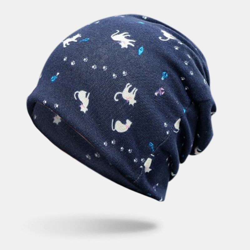 Gorro De Gorro Sin Ala Informal Deportivo Con Patrón De Gatos De Estilo De Dibujos Animados Unisex