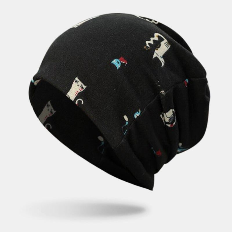 Gorro De Gorro Sin Ala Informal Deportivo Con Patrón De Gatos De Estilo De Dibujos Animados Unisex