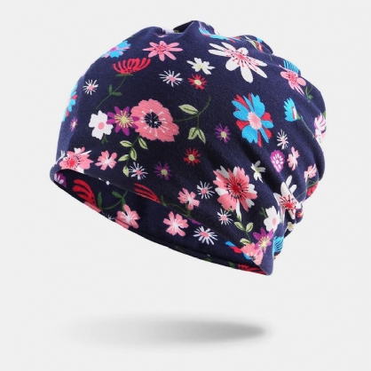 Gorro Sin Ala De Protección Para El Cuello De Doble Uso Informal Al Aire Libre Con Estampado Floral De Colores De Algodón Para Mujer