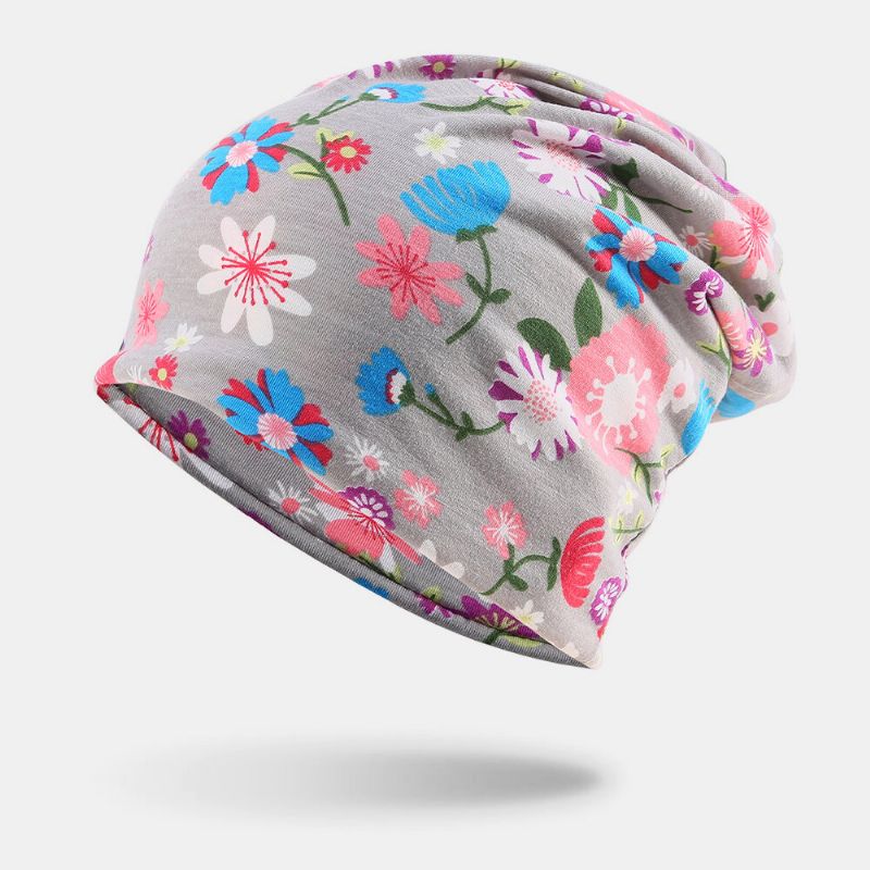 Gorro Sin Ala De Protección Para El Cuello De Doble Uso Informal Al Aire Libre Con Estampado Floral De Colores De Algodón Para Mujer