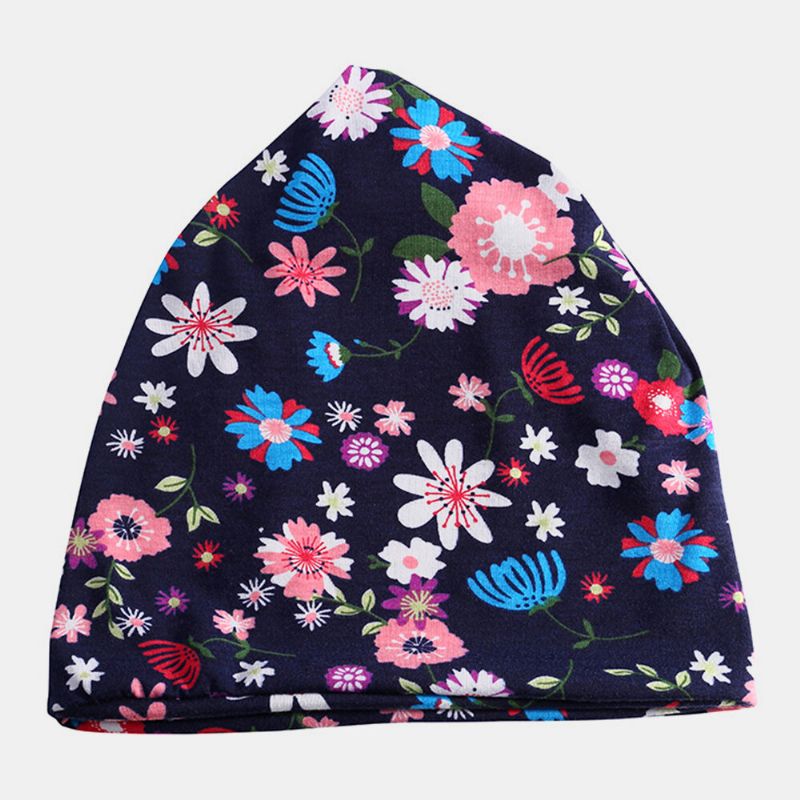 Gorro Sin Ala De Protección Para El Cuello De Doble Uso Informal Al Aire Libre Con Estampado Floral De Colores De Algodón Para Mujer