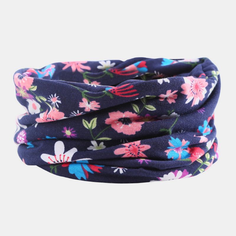 Gorro Sin Ala De Protección Para El Cuello De Doble Uso Informal Al Aire Libre Con Estampado Floral De Colores De Algodón Para Mujer