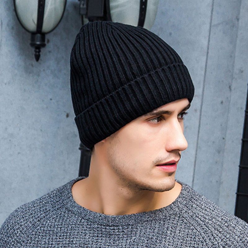 Gorro Tejido De Lana Para Hombre Cálido Grueso Al Aire Libre Para Invierno Con Protección Para Los Oídos