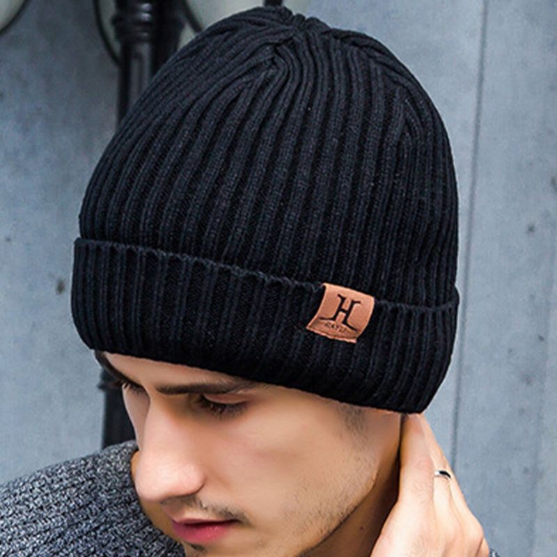 Gorro Tejido De Lana Para Hombre Cálido Grueso Al Aire Libre Para Invierno Con Protección Para Los Oídos