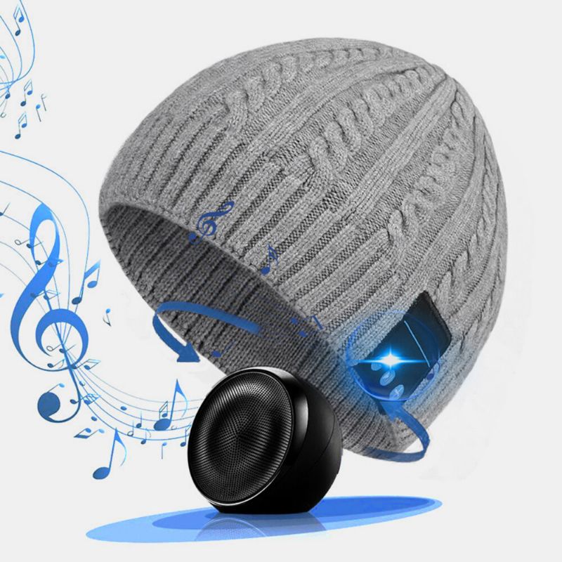 Gorro Tejido Unisex De Lana Cálido Inteligente Inalámbrico Con Bluetooth Con Auriculares Altavoces Estéreo Y Micrófono Integrados