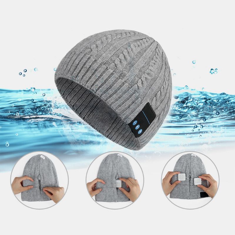 Gorro Tejido Unisex De Lana Cálido Inteligente Inalámbrico Con Bluetooth Con Auriculares Altavoces Estéreo Y Micrófono Integrados