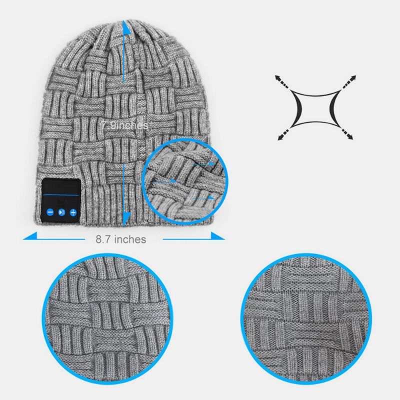 Gorro Tejido Unisex De Lana Cálido Inteligente Inalámbrico Con Bluetooth Con Auriculares Altavoces Estéreo Y Micrófono Integrados