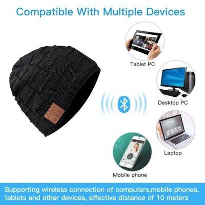 Gorro Tejido Unisex De Lana Cálido Inteligente Inalámbrico Con Bluetooth Con Auriculares Altavoces Estéreo Y Micrófono Integrados