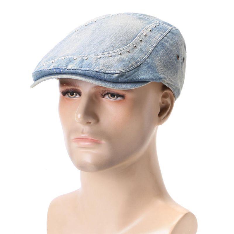 Gorros De Boina De Pintor Con Remaches De Algodón Para Hombre Visera Informal Para Exteriores Sombrero Hacia Adelante