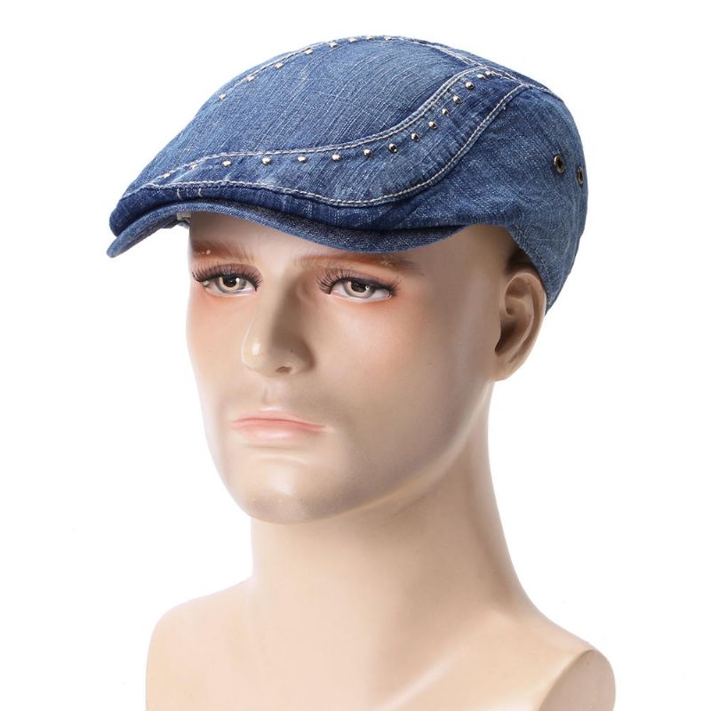 Gorros De Boina De Pintor Con Remaches De Algodón Para Hombre Visera Informal Para Exteriores Sombrero Hacia Adelante