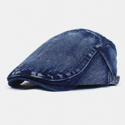 Hombre Made-old Denim Sólido Retro Casual Sombrilla Adelante Sombrero Boina Sombrero Sombrero Plano