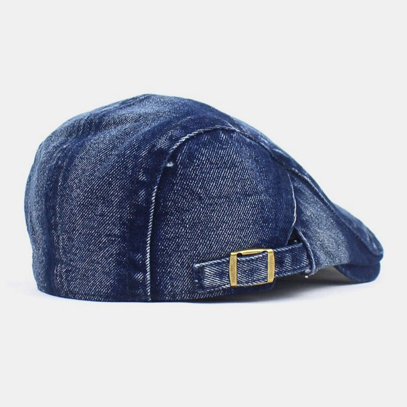 Hombre Made-old Denim Sólido Retro Casual Sombrilla Adelante Sombrero Boina Sombrero Sombrero Plano