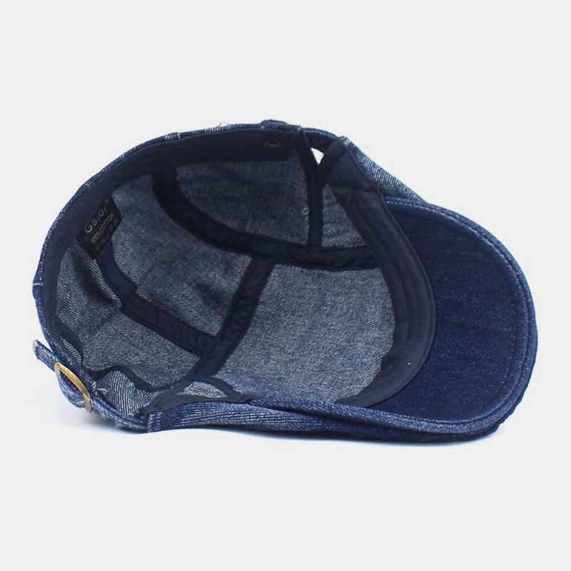 Hombre Made-old Denim Sólido Retro Casual Sombrilla Adelante Sombrero Boina Sombrero Sombrero Plano