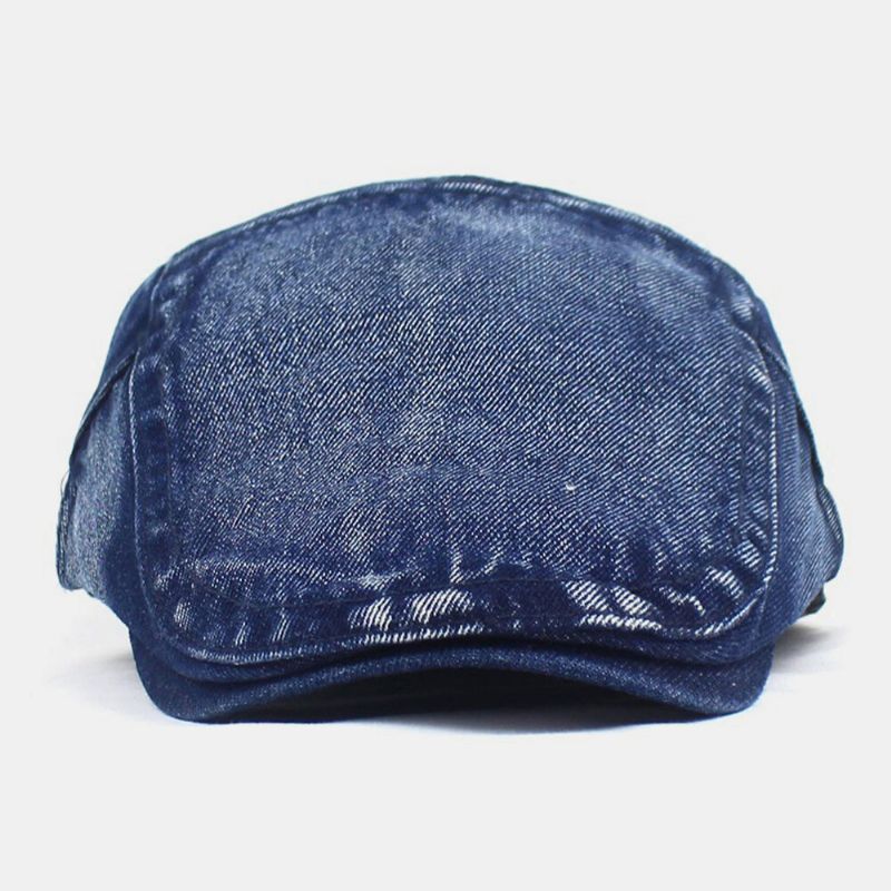 Hombre Made-old Denim Sólido Retro Casual Sombrilla Adelante Sombrero Boina Sombrero Sombrero Plano