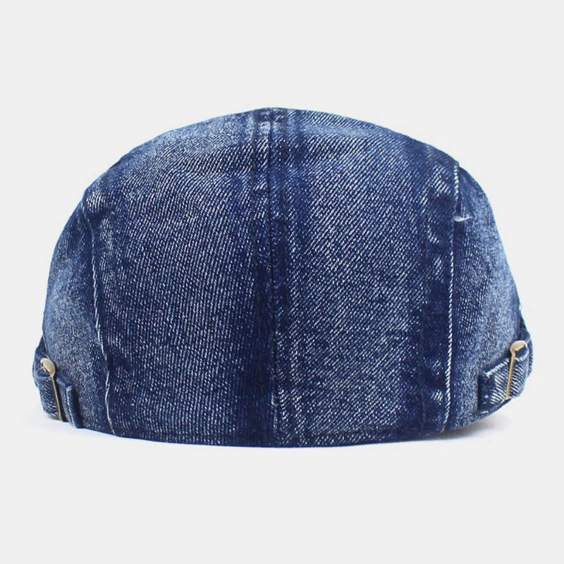 Hombre Made-old Denim Sólido Retro Casual Sombrilla Adelante Sombrero Boina Sombrero Sombrero Plano