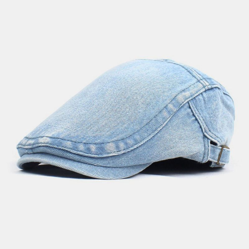 Hombre Made-old Denim Sólido Retro Casual Sombrilla Adelante Sombrero Boina Sombrero Sombrero Plano