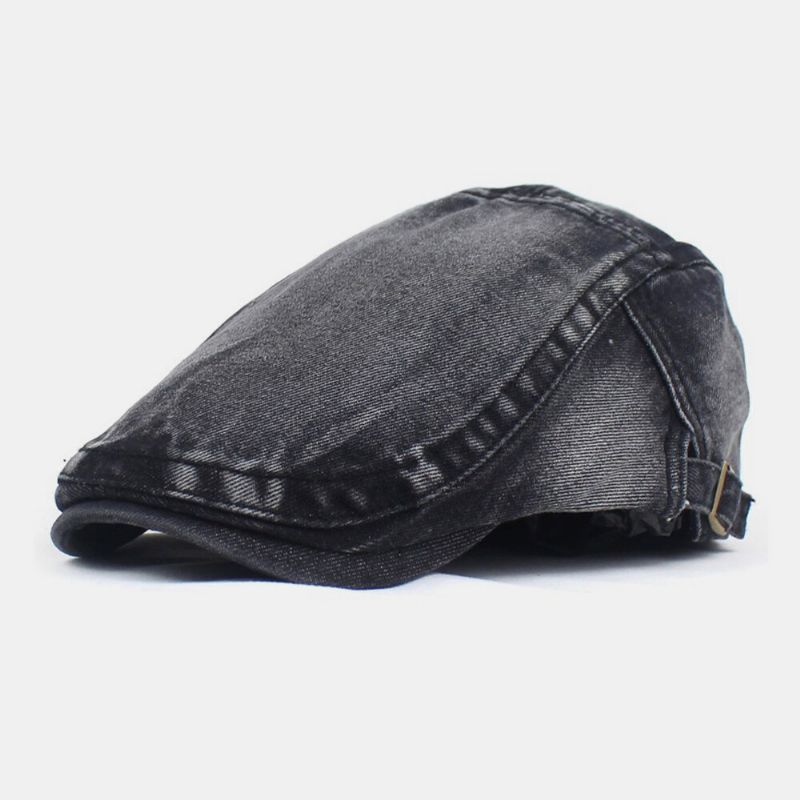 Hombre Made-old Denim Sólido Retro Casual Sombrilla Adelante Sombrero Boina Sombrero Sombrero Plano